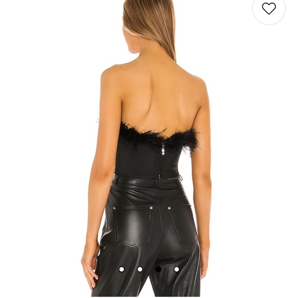 Superdown Ramona bustier black crop tube top feather trim new with tags small - Picture 3 of 3